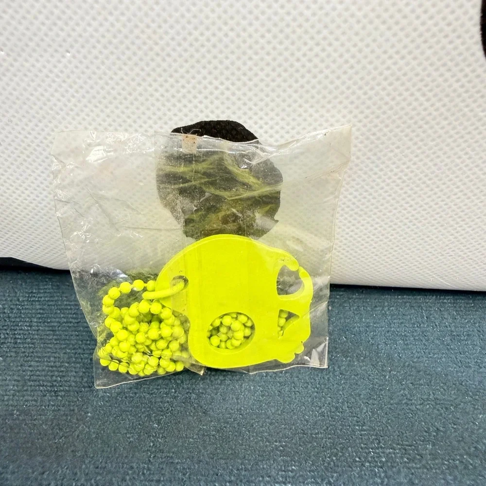 Vintage Neon Yellow Skull Pendant Ball Chain Necklace Halloween Novelty Sealed